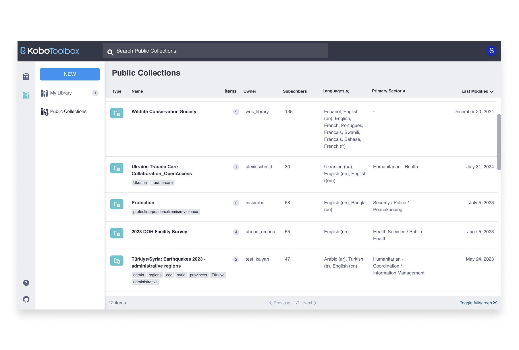 KoBoToolbox interface