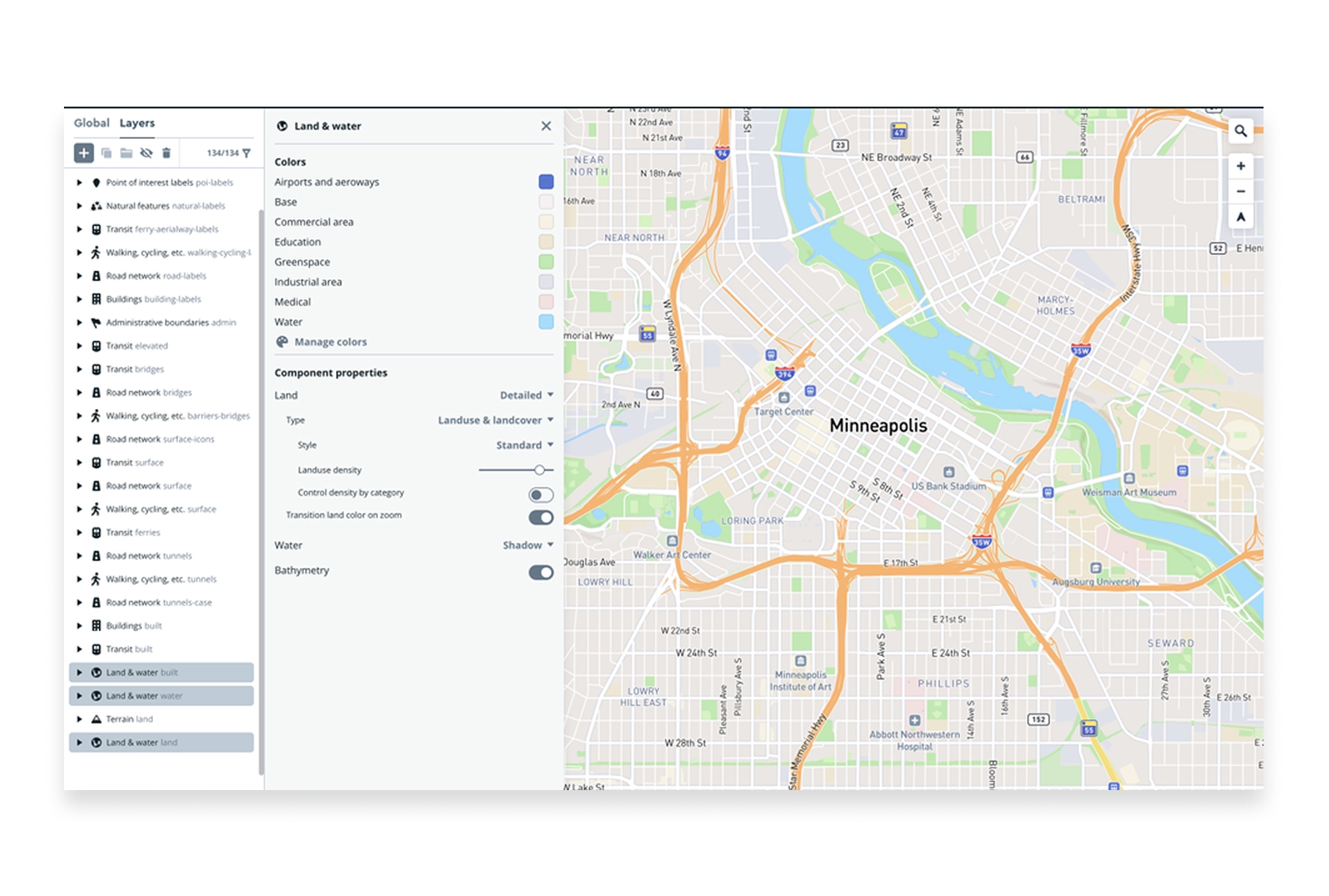 Mapbox interface
